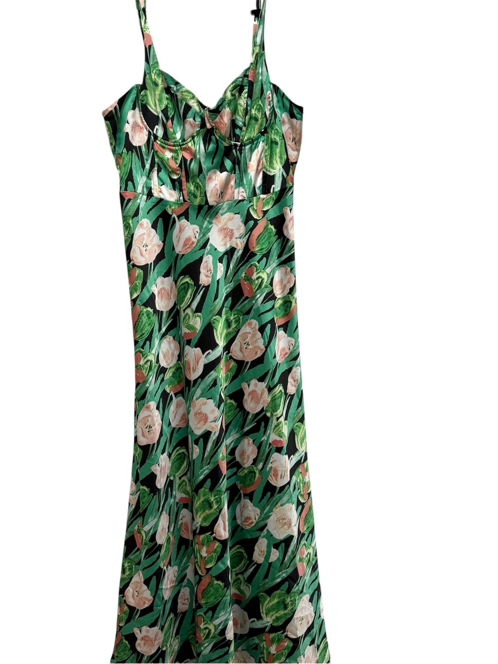 Astr Floral Slip Maxi Dress in Green and Pink